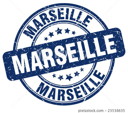 Marseille blue grunge round vintage rubber stamp 23538635