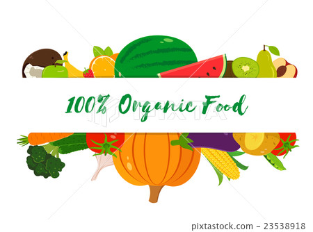 Organic fruits and vegetables template.  23538918