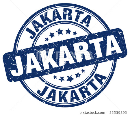 Jakarta blue grunge round vintage rubber stamp 23539893
