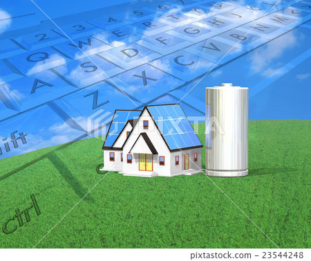 Dry batteries storing energy and eco house 23544248