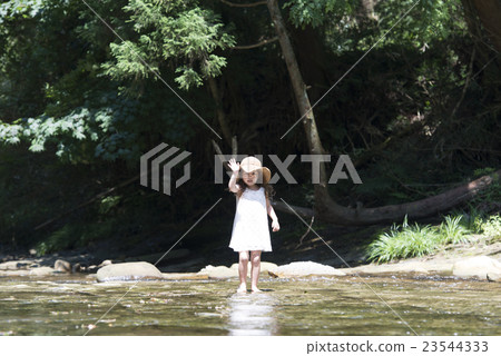 Girls playing on the river 23544333