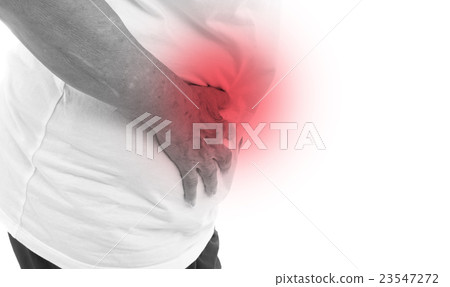 Black and white Senior woman with stomach pain 23547272