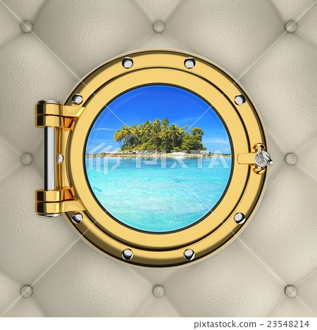 Exotic tropical island from the boat window 23548214