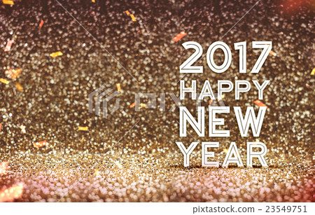 2017 Happy New year in gold color abstract glitter 2017 Happy New year in gold color abstract glitter 23549751