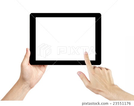 adult man hands using generic tablet pc 23551176