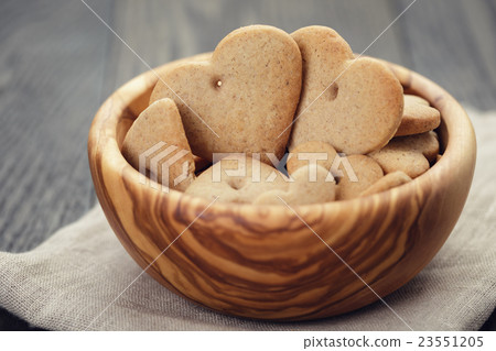 heart cookies for valentines day in olive bowl 23551205