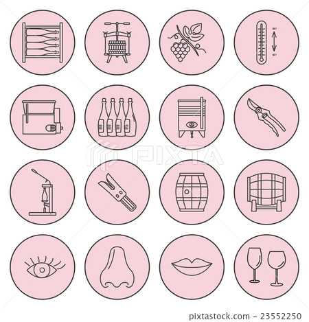 Set of winemaking, wine tasting icons Set of winemaking, wine tasting icons 23552250
