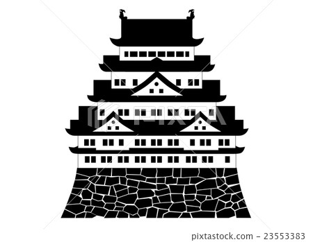 Nagoya Castle illustration monochrome Nagoya Castle illustration monochrome 23553383
