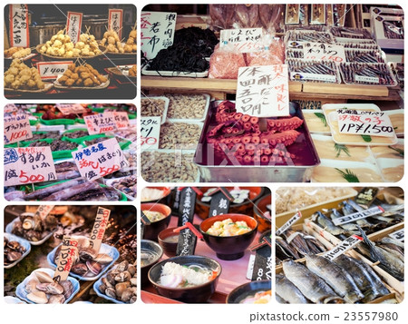 Collage of Japan food images - travel background Collage of Japan food images - travel background 23557980