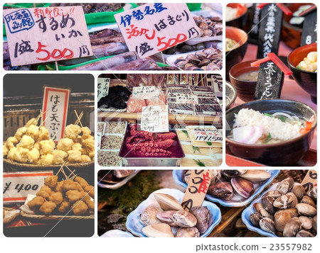 Collage of Japan food images - travel background 23557982