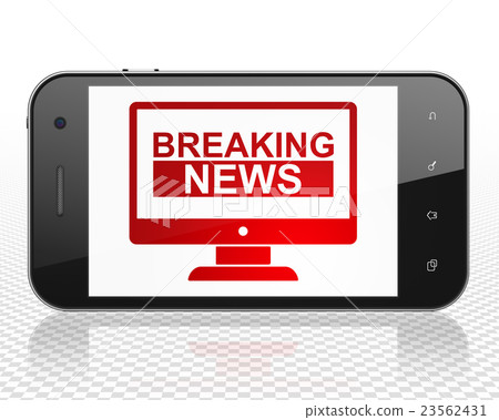 News concept: Smartphone with Breaking News On 23562431
