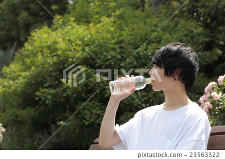 A young man drinking water A young man drinking water 23563322