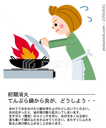 Household disaster prevention tempura oil fire initial fire extinguishment 23563831