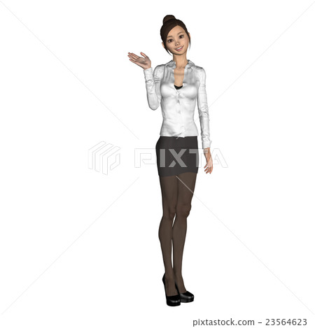 Pose office girl perming3DCG Illustration material 23564623