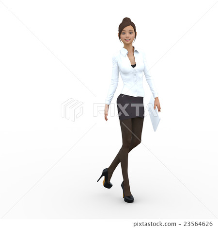 Pose office girl perming3DCG Illustration material 23564626