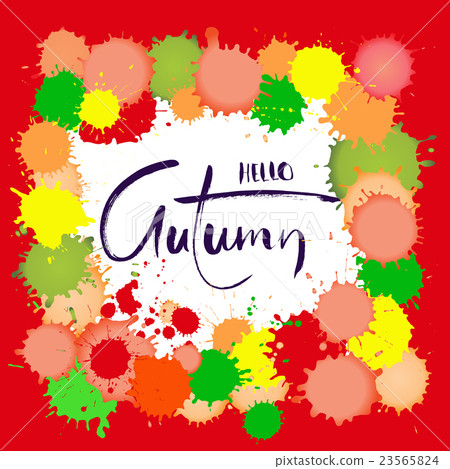 Hello autumn. Hand painted brush lettering on 23565824