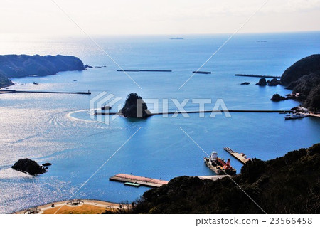 下田港和inu Gun岛夜景山 山顶站观景台 静冈 伊豆半岛的景色 图库照片