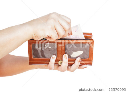 Hand holding wallet women Hand holding wallet women 23570993