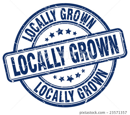 Locally Grown Blue Grunge Round Rubber Stamp - Stock Illustration ...