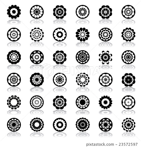 Design elements in circle and floral shape. - Stock Illustration ...