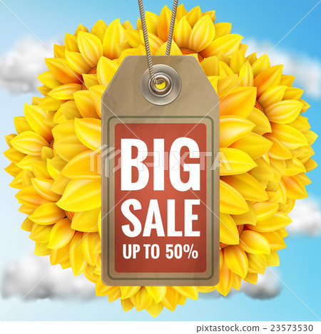 Sunflower with blue sky - autumn sale. EPS 10 23573530
