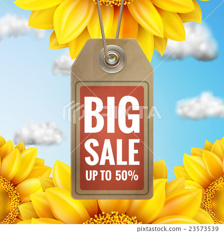 Sunflower with blue sky - autumn sale. EPS 10 23573539