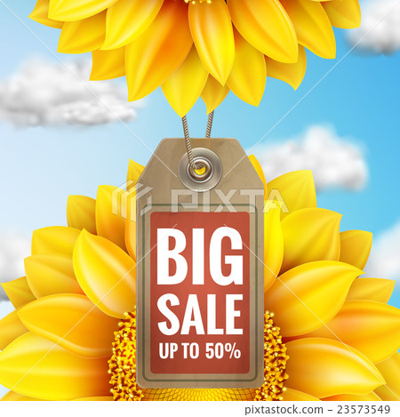 Sunflower with blue sky - autumn sale. EPS 10 23573549