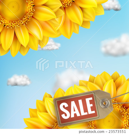 Sunflower with blue sky - autumn sale. EPS 10 23573551