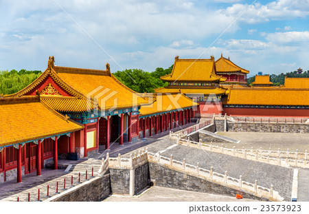 圖庫照片: view of the forbidden city or palace museum