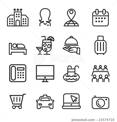 Hotel icon set in thin line style - Stock Illustration [23574719] - PIXTA