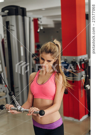 Blonde performs an exercise on the simulator 23577868