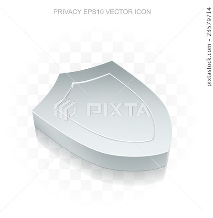 Safety icon: Flat metallic 3d Shield, transparent Safety icon: Flat metallic 3d Shield, transparent 23579714