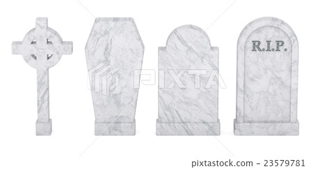Set of tombstones isolated, 3D rendering 23579781