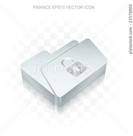 Business icon: Flat metallic 3d Folder With Lock Business icon: Flat metallic 3d Folder With Lock 23579808