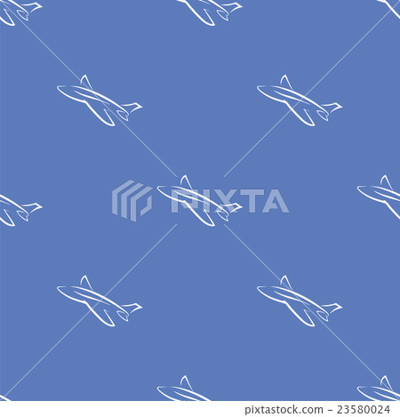 Seamless Aircraft Blue Background. 23580024