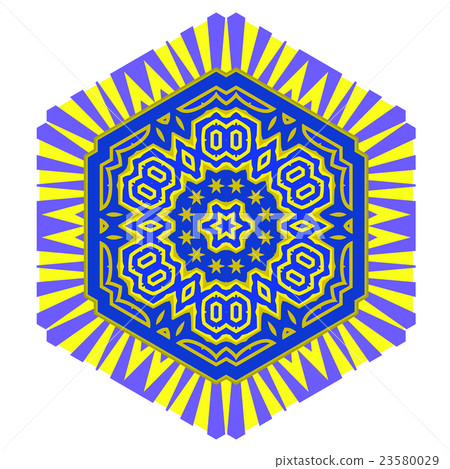 Creative Ornamental Blue Yellow Pattern. 23580029