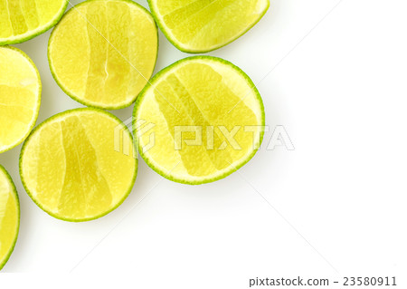 Slice of lemon on white background . 23580911