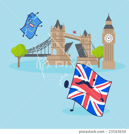 EU flag and British flag EU flag and British flag 23583630