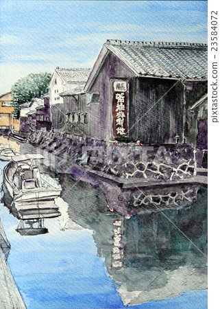 Yuasa鎮的素描，醬油Kumano Kodo Wakayama水彩畫的發源地 23584072