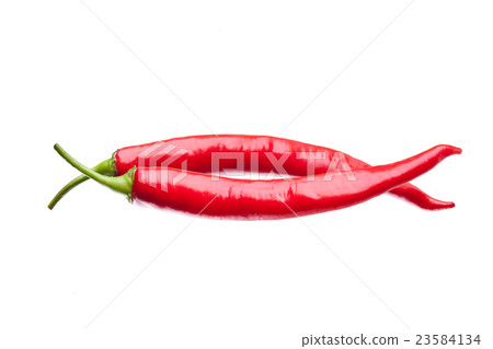 red chili or chilli cayenne pepper on white 23584134