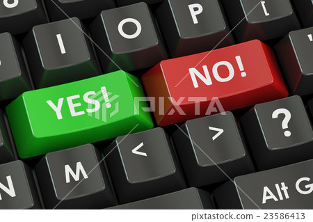Yes and No concept on the black keyboard 23586413