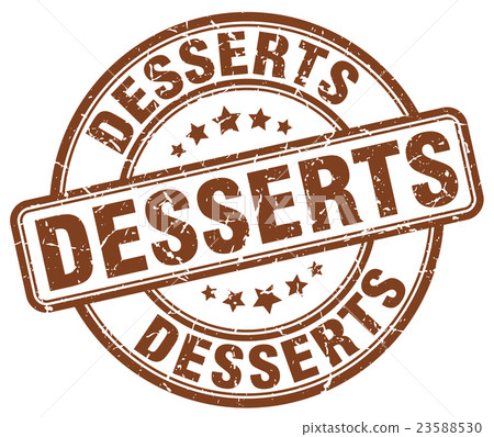 desserts brown grunge round vintage rubber stamp - Stock Illustration ...