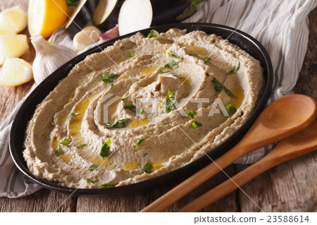 baba ghanoush closeup with ingredients baba ghanoush closeup with ingredients 23588614