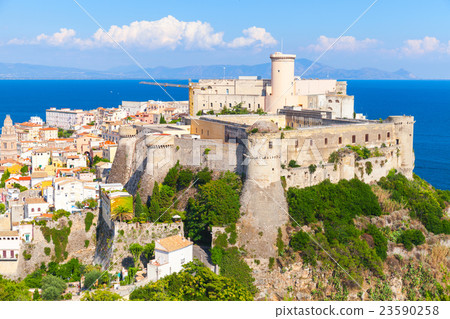 Gaeta. Landscape with old town on the hill 23590258