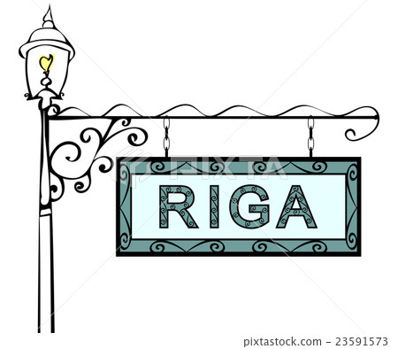 Riga retro vintage pointer lamppost. 23591573