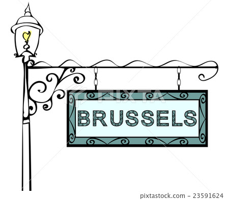 Brussels retro vintage lamppost pointer. Brussels retro vintage lamppost pointer. 23591624