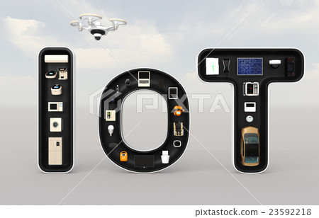 Smart home appliances in IoT letters. Internet concept of things in daily life 23592218