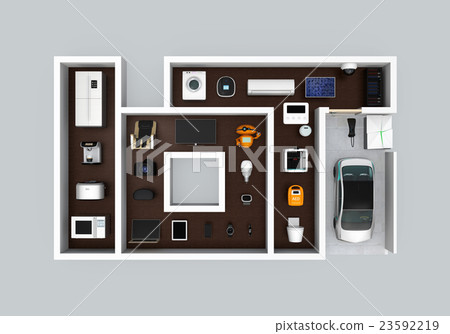 Smart home appliances in IoT letters. Internet concept of things in daily life 23592219