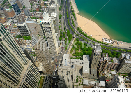 Chicago skyline aerial view 23596165