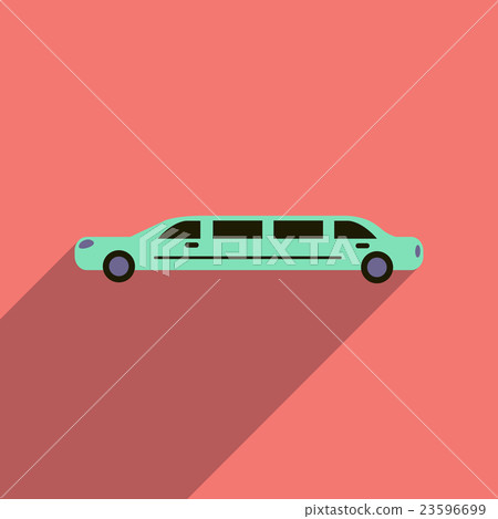 Flat web icon with long shadow limousine Flat web icon with long shadow limousine 23596699